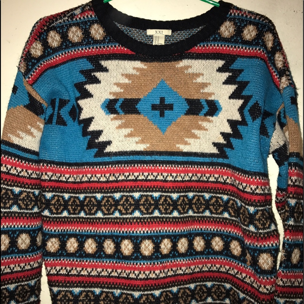 Multicolored Aztec Print Sweater