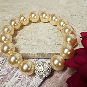 B511 🛍Pearl & Silver Opal Sparkle Bead Bracelet