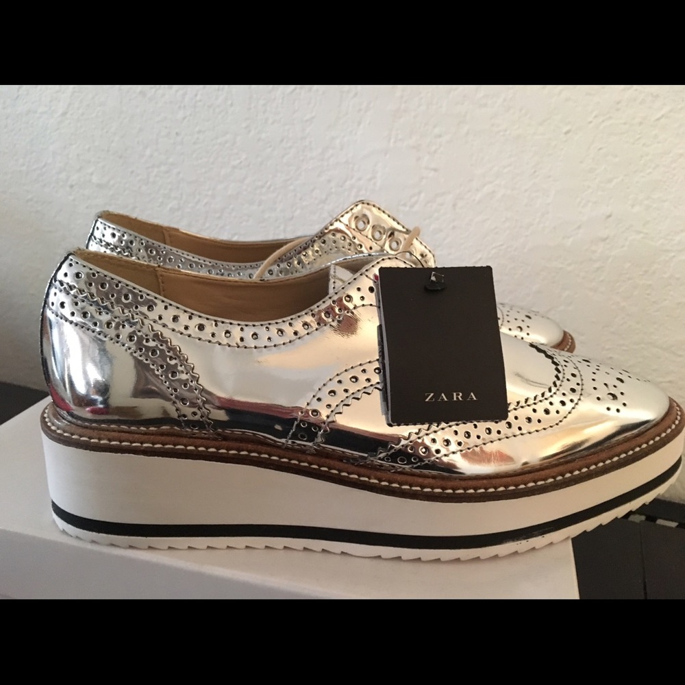 Zara Silver Platform Oxford