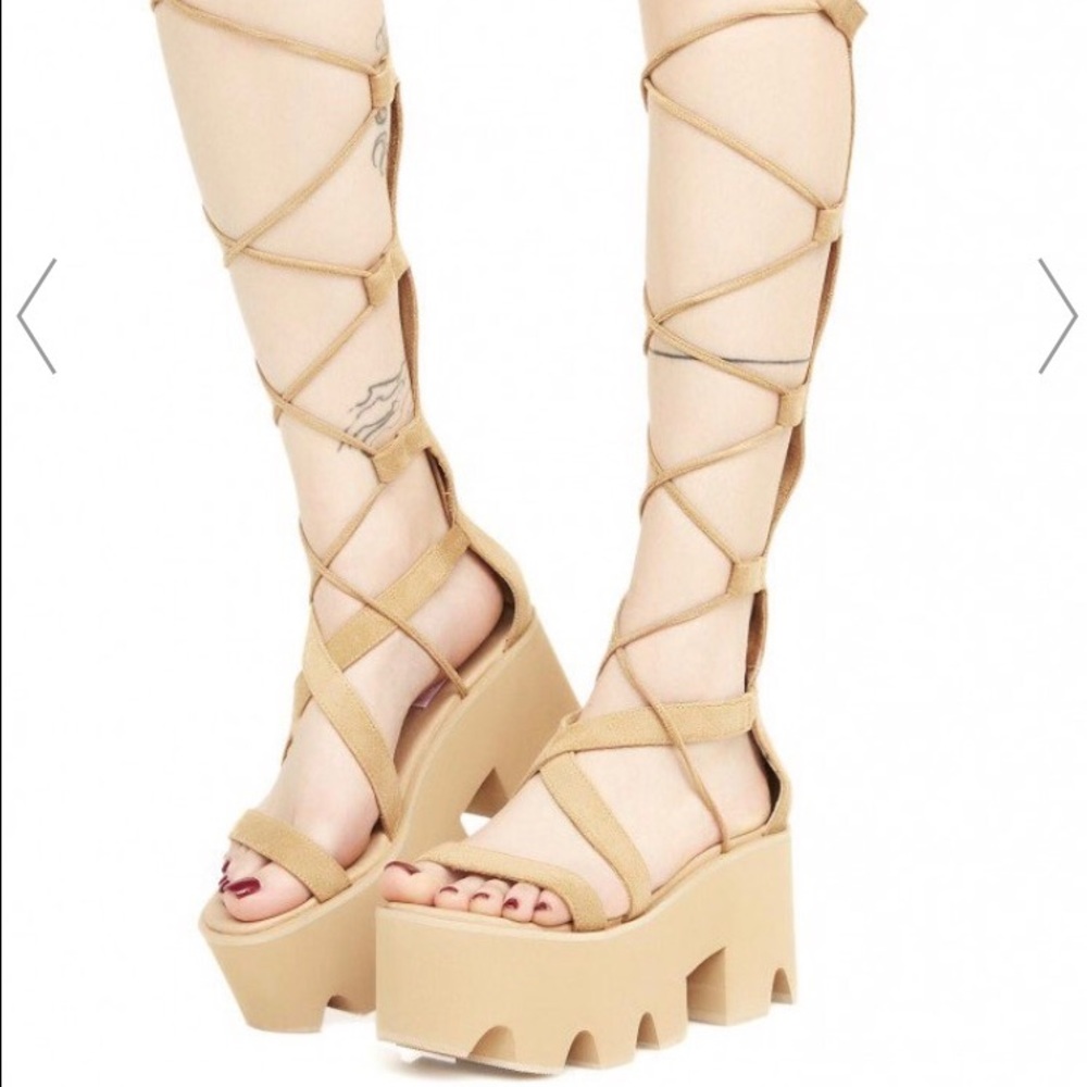 Cute tan platform gladiator sandles