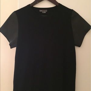 Vince short sleeve shirt with faux leather sleeves