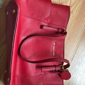 Michael Kors Red East/West Jet Set Purse (zip top)
