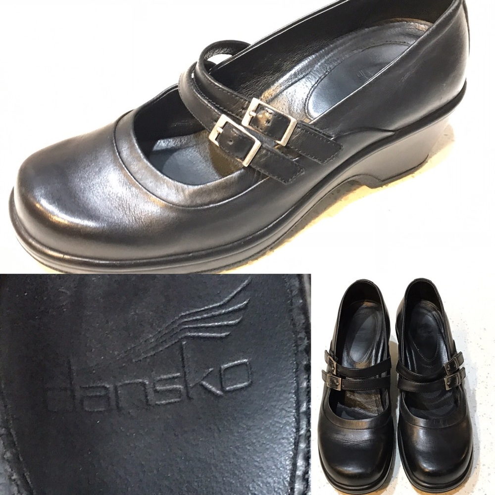 DANSKO Black Leather Mary Jane Clogs Sz US 8.5/9