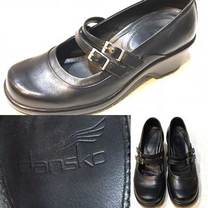 DANSKO Black Leather Mary Jane Clogs Sz US 8.5/9