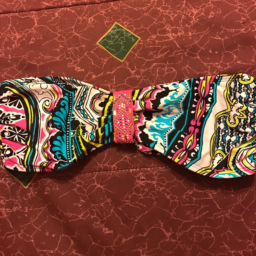 uniquely designed bandeau bikini top with jewels