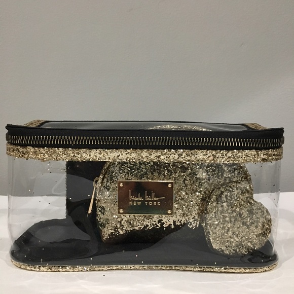 Nicole Miller Glitter 3 Pc Clear Cosmetic Cases - Picture 3 of 5