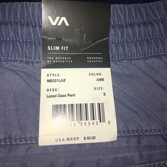 🆕RVCA Men's Lazed Daze Pant , Acid Wash Blue - Picture 6 of 6