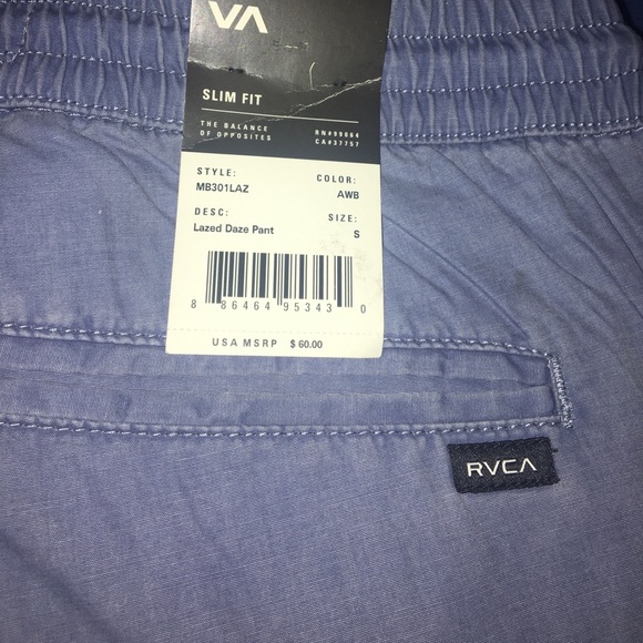 🆕RVCA Men's Lazed Daze Pant , Acid Wash Blue - Picture 5 of 6