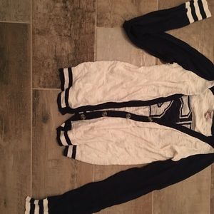 White and navy number cardigan