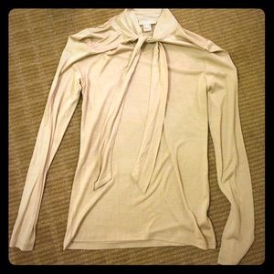 Magaschoni silk blend top tie size small tan