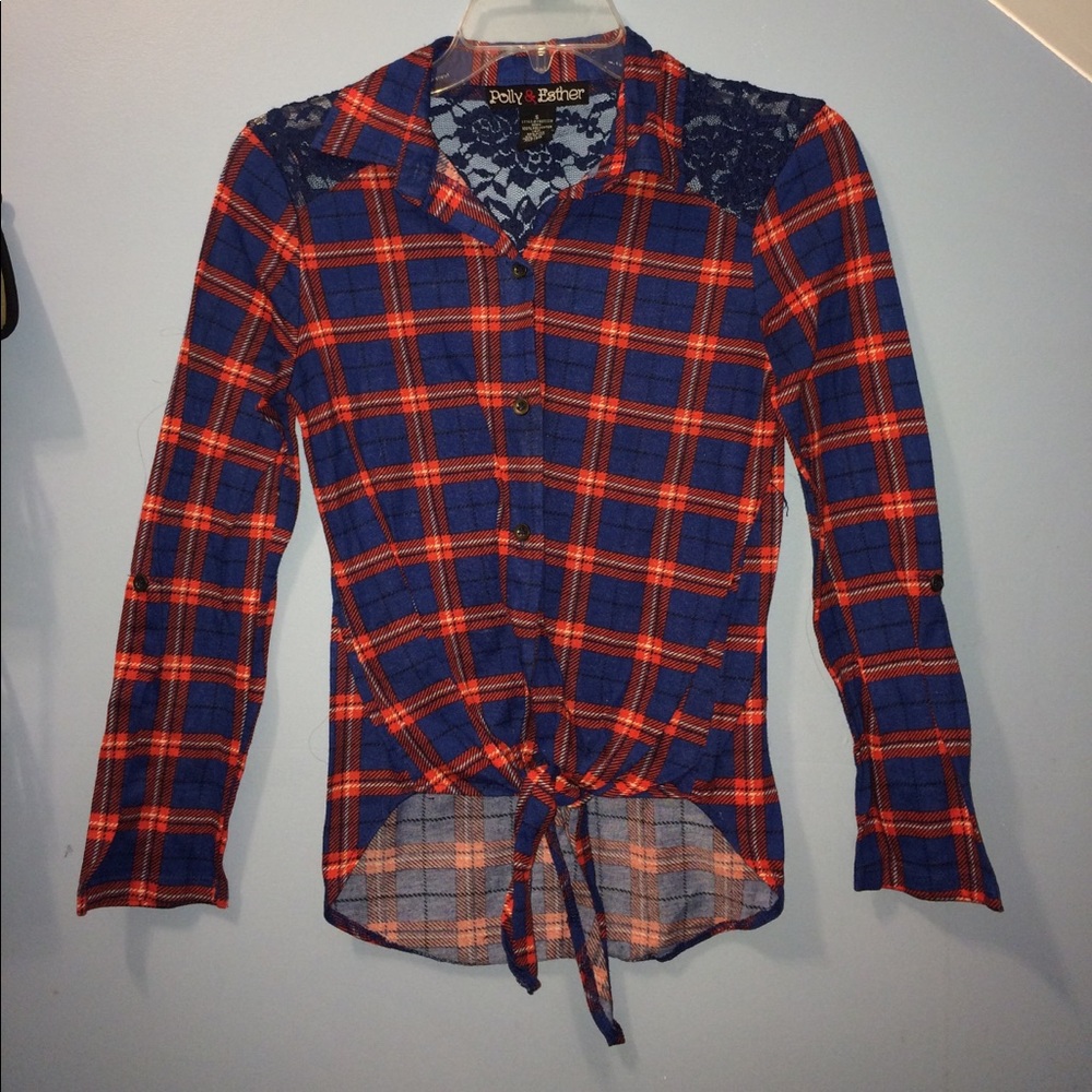 SOLD Red and royal Blue Plaid top