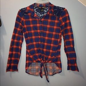 SOLD Red and royal Blue Plaid top