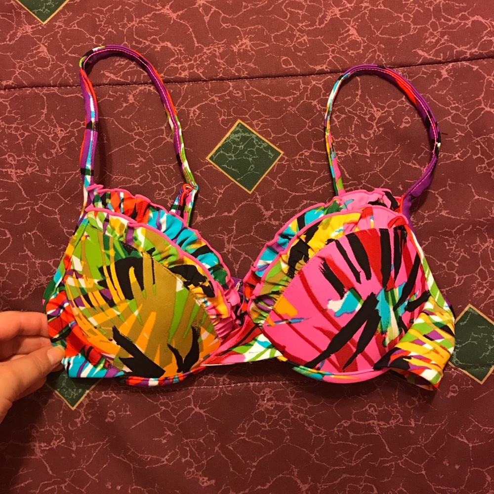 Colorful and tropical push up bikini top