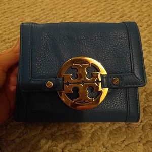 Tory Burch Surf Blue Amanda Double Snap Wallet