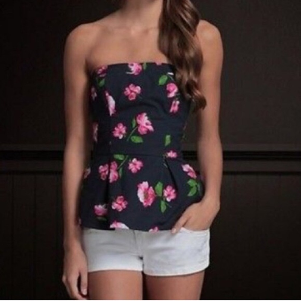 Blue Floral Hollister Tube Top