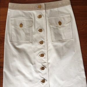 Tory Burch A-line Gold Button Down Skirt 4
