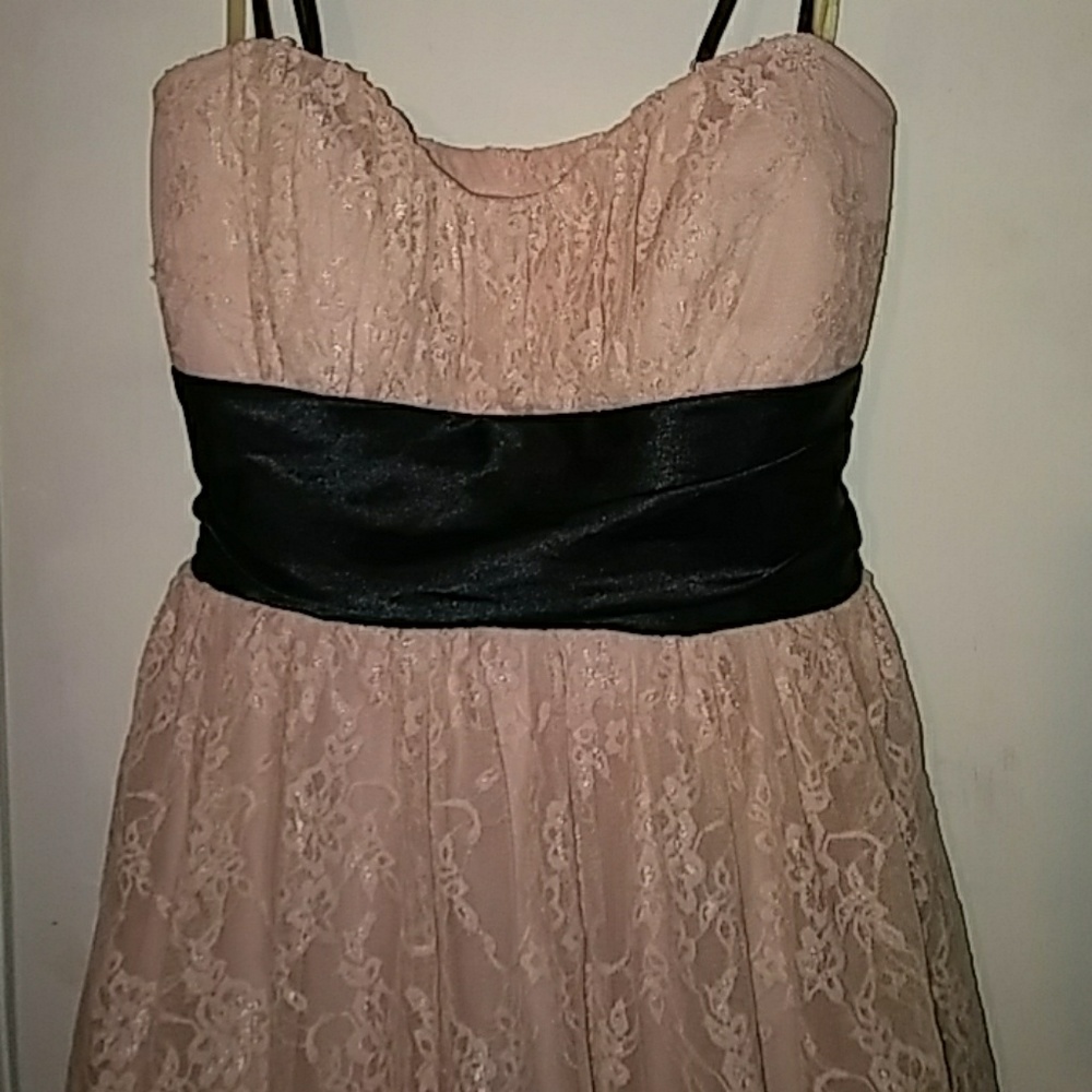 Light pink and black lace dress