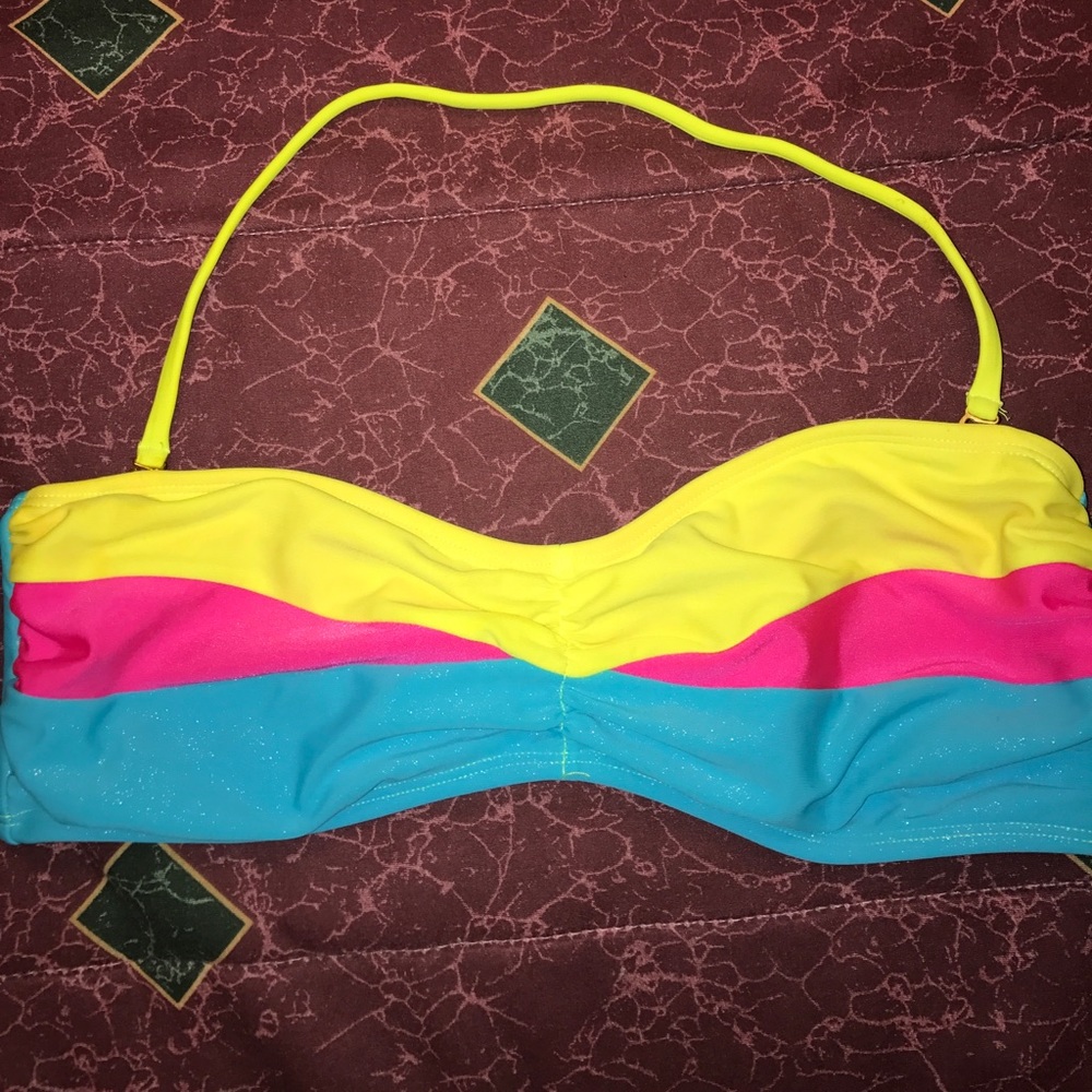 Fun multicolored bandeau bikini top