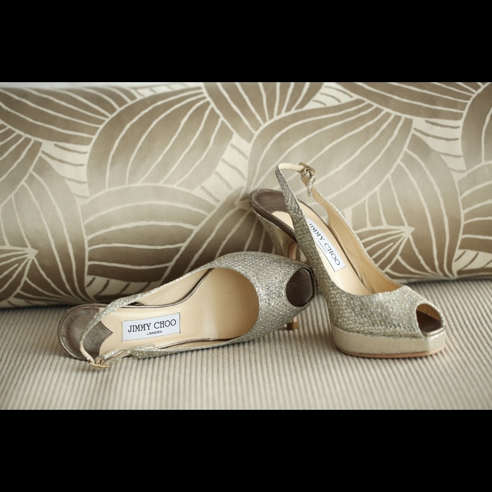 Authentic! Jimmy Choo Leather Peep Toe Pumps