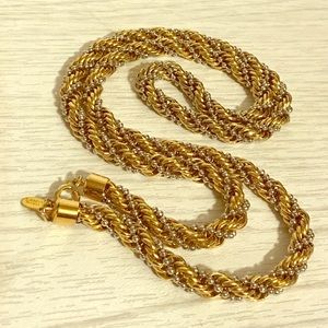 AUTH LANVIN Gold Rope / Silver Bead Chain 3.25g