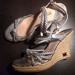 MICHAEL Michael Kors silver espadrille wedges