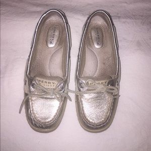 Metallic gold Sperry top siders women's as 5M