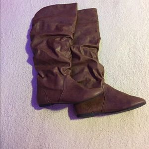 NEVER WORN brown leather over the knee boots