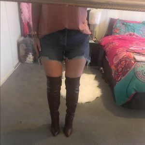 Burgundy Over the knee boots