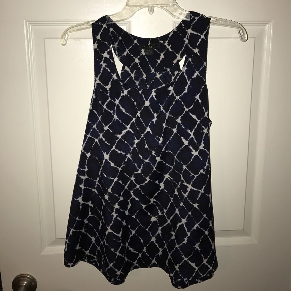 Forever 21 Navy and White Racer Back Blouse