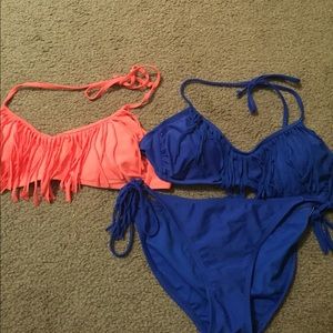 Fringe Bikini. Matching set and extra top. Size M