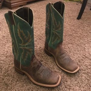 Turquoise and brown cowgirl boots
