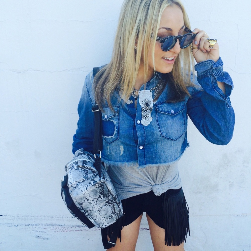 Carmar cropped denim top