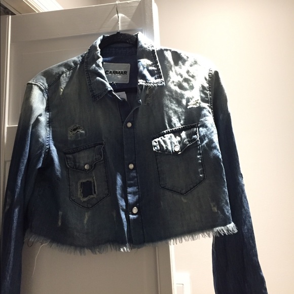 Carmar cropped denim top - Picture 2 of 3