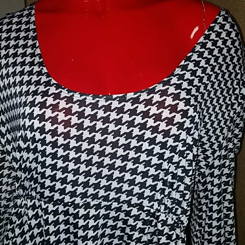 Black and white herringbone dress