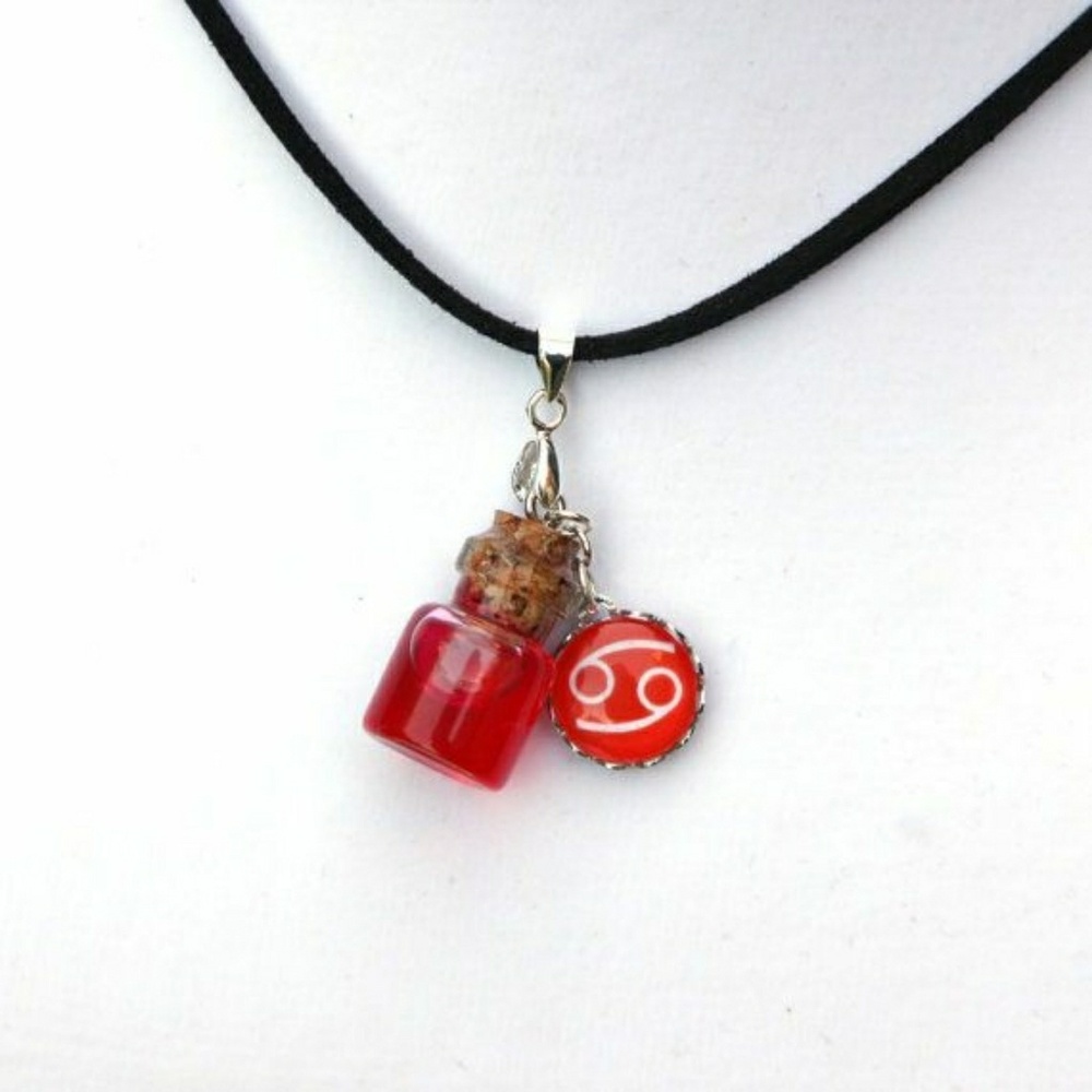 Cute Red Zodiac Cancer Necklace