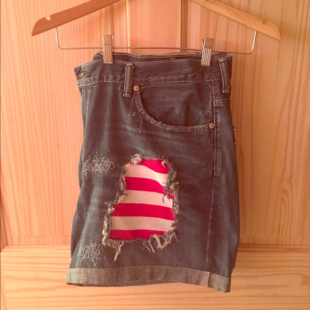 Custom Levi Red, White, & Blue Shorts