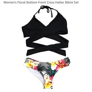 Floral Bottom Bikini and a soft Black top!