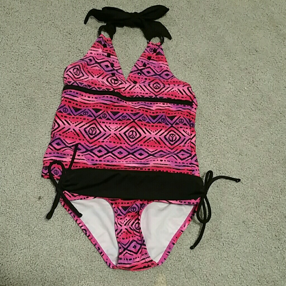 Justice Girls Pink/Purple Tankini Swimsuit Sz 6