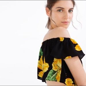 Zara black & yellow floral flowy crop top size XS