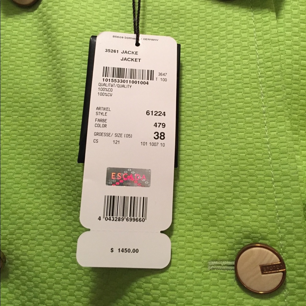 Escada green swing jacket size 38 $1450 NWT - Picture 3 of 5