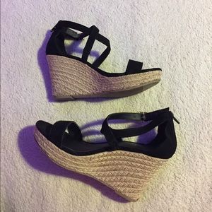 Black suede Candies wedges, only worn once