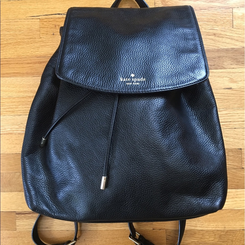 Kate Spade black leather backpack