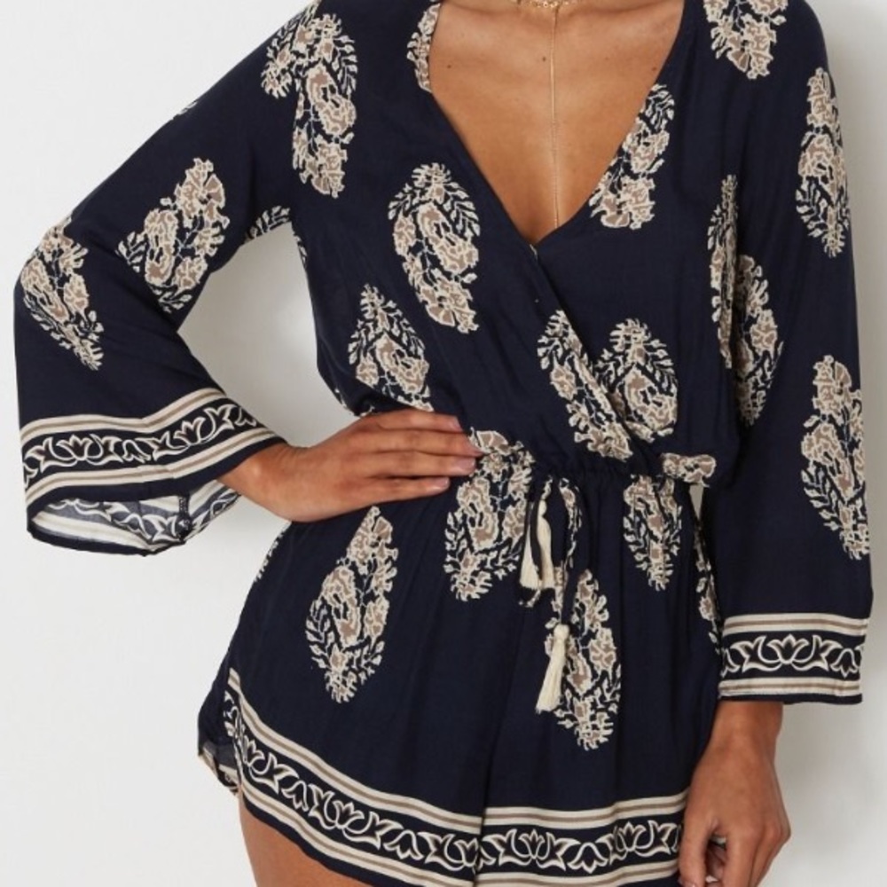 White Fox Boutique Navy Romper