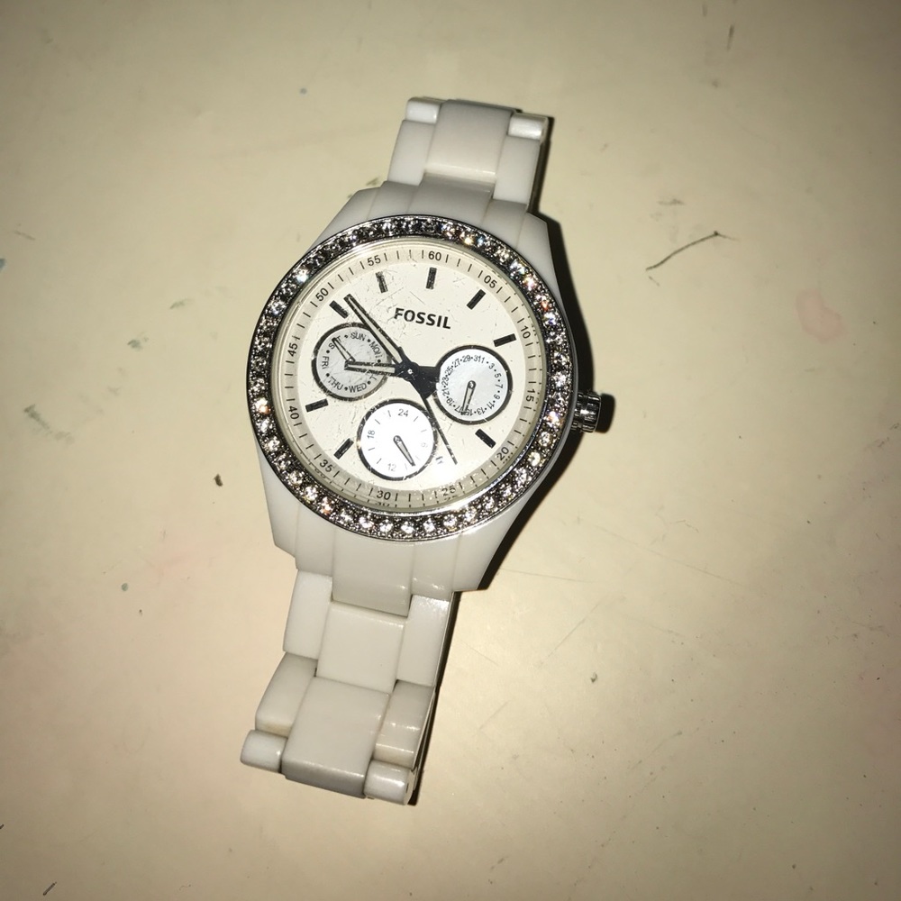 Fossil white ceramic watch