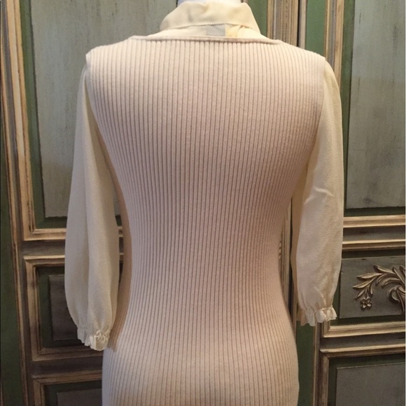Sara L Ribbed Sweater with Sheer Mock Shirt Large - Picture 2 of 8