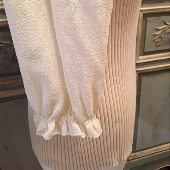 Sara L Ribbed Sweater with Sheer Mock Shirt Large - Picture 6 of 8