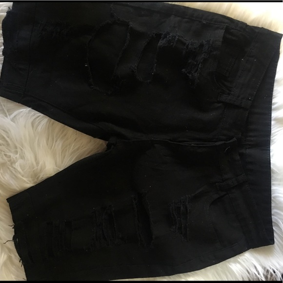 Shorts - Distressed Black Bermuda Shorts Shorts - Distressed Black Bermuda Shorts