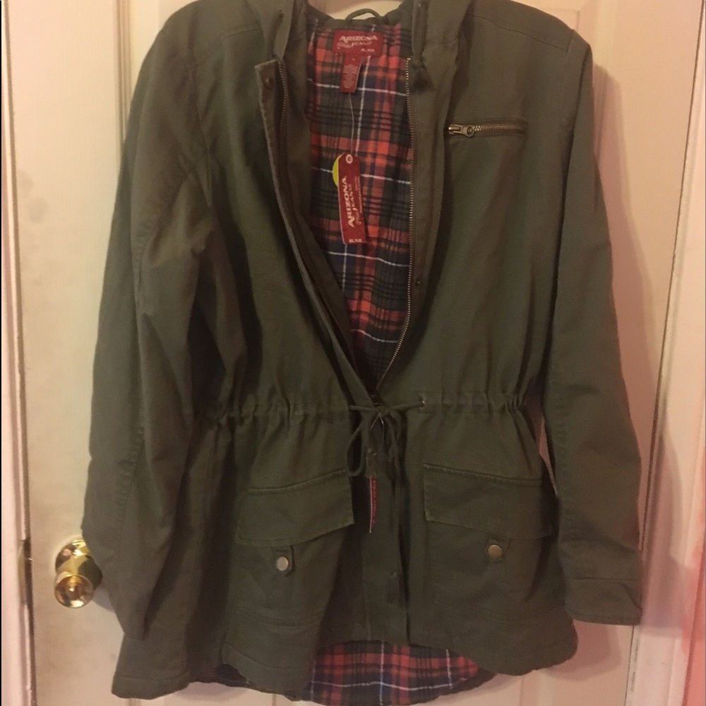 Green jacket + plaid lining