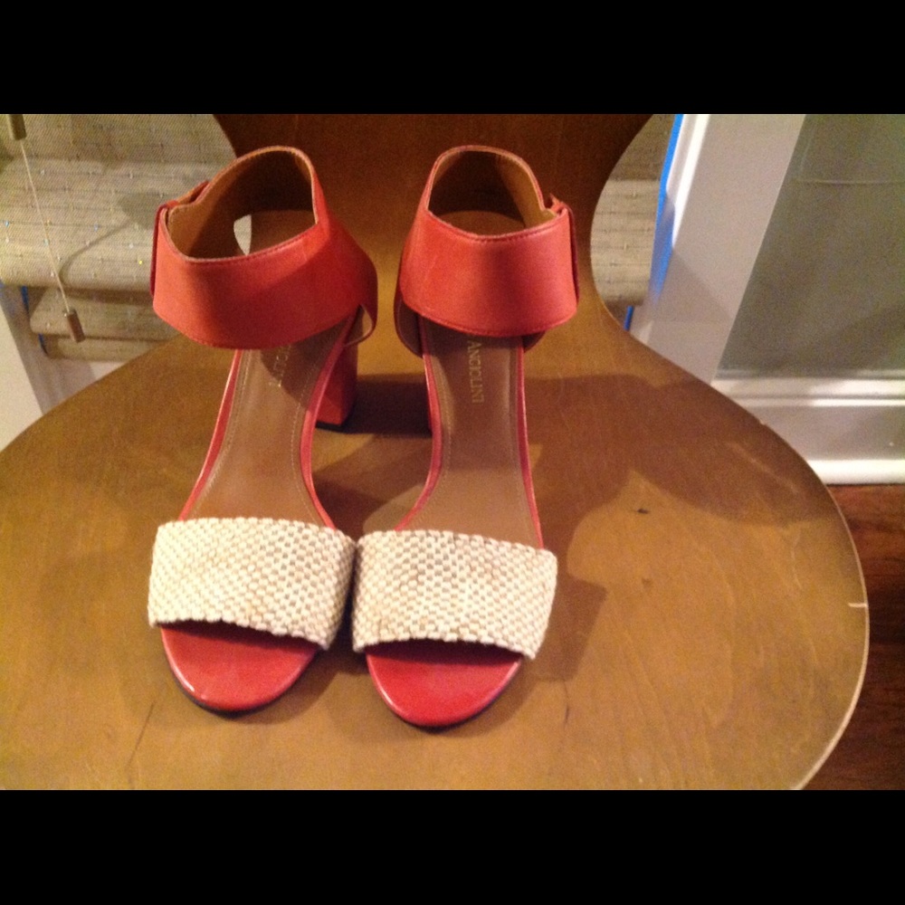 Red /linen sandals