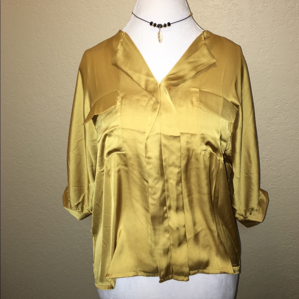 Mustard yellow long sleeve blouse size S or Med.